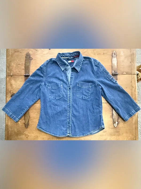 Tommy Hilfiger Tommy Jeans Chambray Button Front Utility denim.Shirt XXS - Image 3