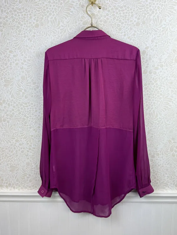Free People Purple Sheer Best of Both Worlds Button-up Blouse - Size - Small - Image 3