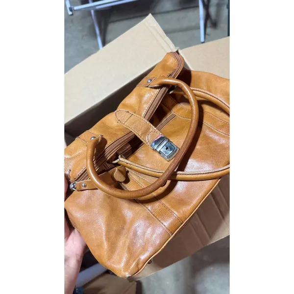 Borse‎ in Pelle Italian Cognac Brown Leather Satchel Crossbody Bag - Image 2