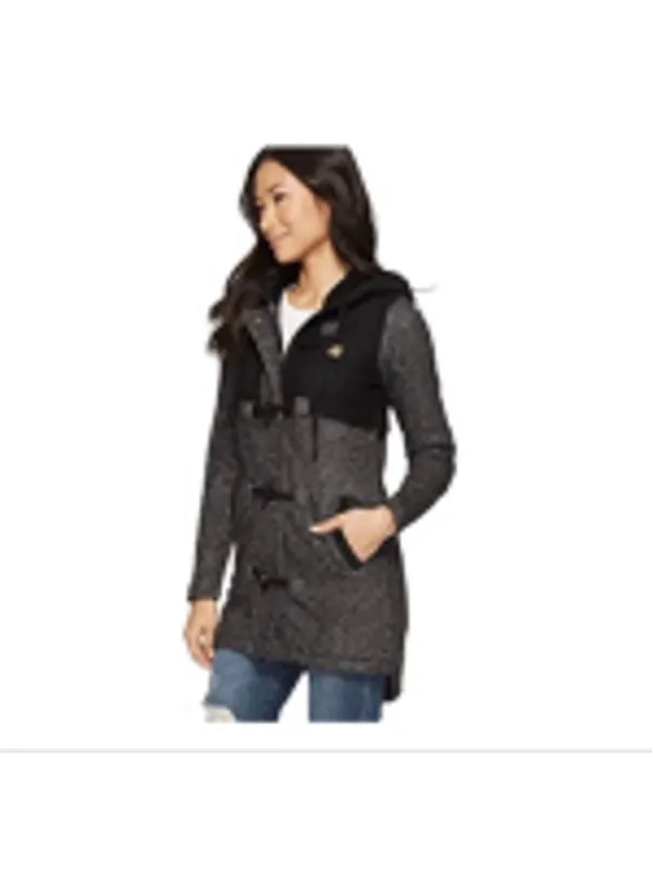Rip Curl Penny fleece long jacket black gray toggle buttons hooded whimsigoth L - Image 2