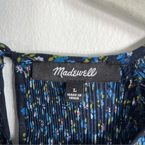 Madewell Crinkle Georgette Mini Dress in Floral Blue Large - Image 8
