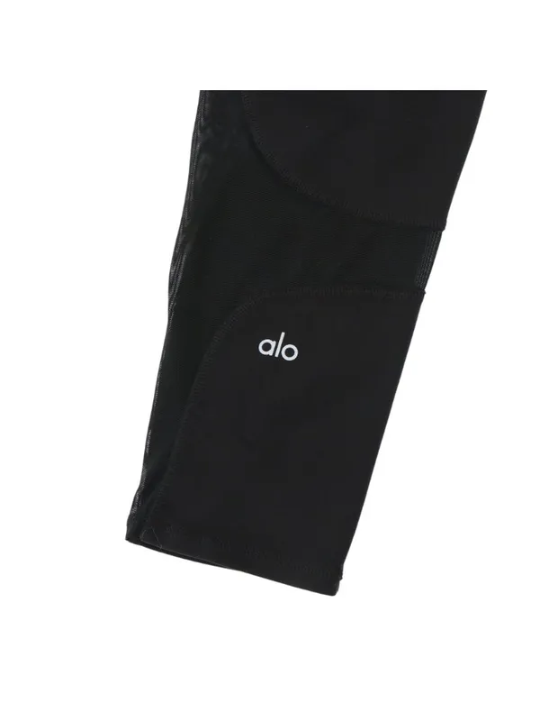 ALO Mesh Side Panels Crop Black Leggings XS S - Image 6