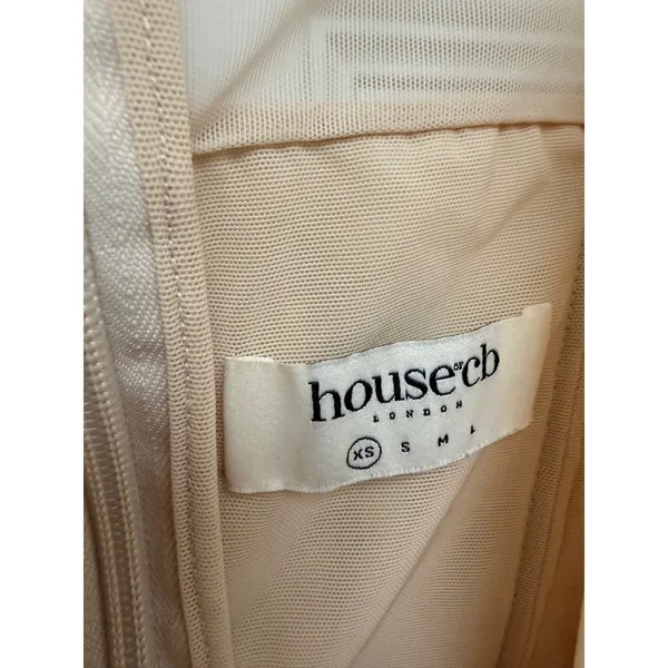 House of CB‎ Beatrice London Beige Mesh Corset Midi Dress Long Sleeve XS - Image 5