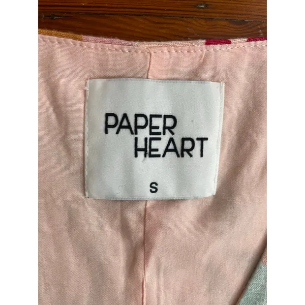 Paper Heart Linen Blend Tie Front Vest Pink Tropical Fruit Print Small - Image 6