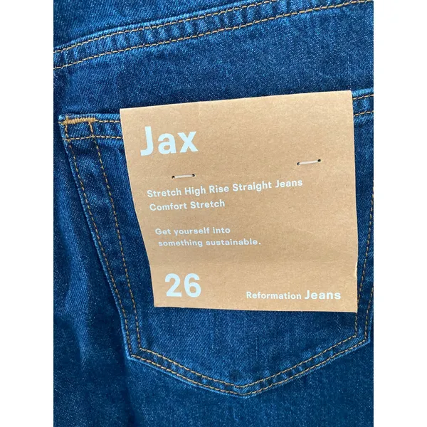 Reformation Jax Stretch High Rise Straight Jeans Size 26 - Image 4