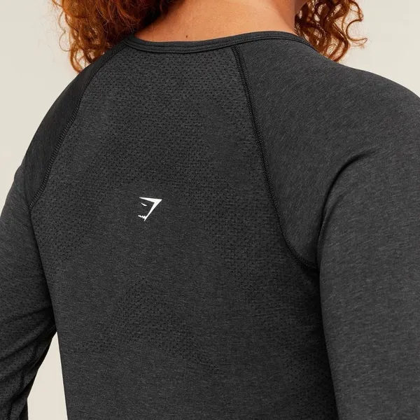 Gymshark Vital Seamless 2.0 Light Long Sleeve Top Black Small NWT - Image 4