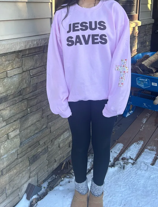 Jesus saves crewneck Pink Size L - Image 2