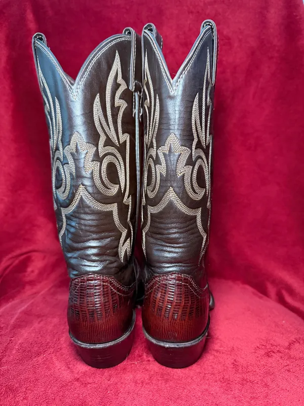 Justin L6977 Genuine Teja Lizard Vamp Embroidered Shaft Cowboy Boots Women US 5B - Image 2