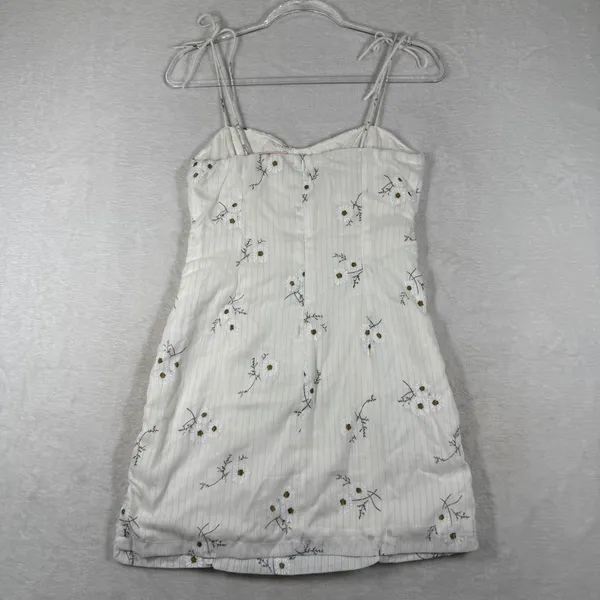 Showpo Where You Are White Floral Ruched Mini Dress Tie Straps Size 6 US NEW - Image 11