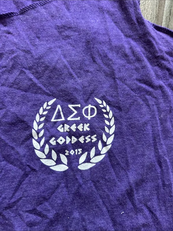 Next Level Apparel Delta sigma phi Purple Racerback Tank Greek goddess - Image 3