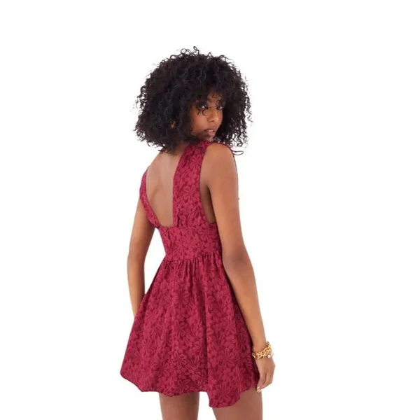 For Love & Lemons Janet Mini Dress Size S Maroon Red - Image 2