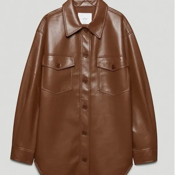 NWT Wilfred Aritzia Cognac The Ganna™ Shirt Jacket Vegan Leather Sz XS - Image 9