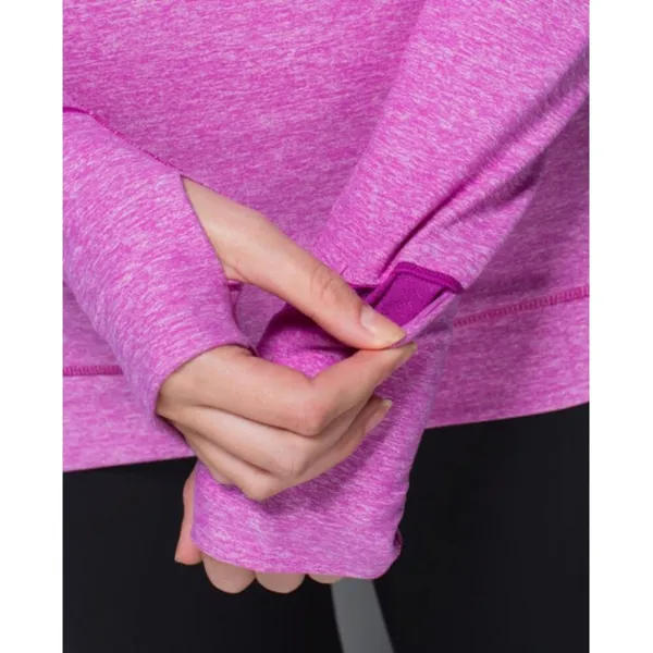 Think Fast Long Sleeve Heathered Ultra Violet Pink Purple Ruched Top 8 - Image 6