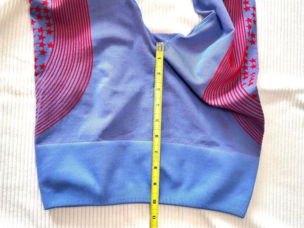 FABLETICS Stars & Stripes Red & Blue Ribbed Compressive Crop 21” Leggings Medium - Image 4