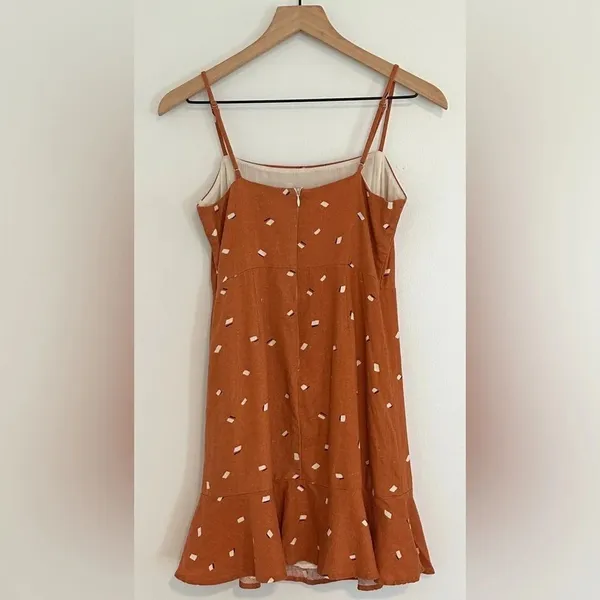 COAST | Woman's Burnt Orange Square Neck Sleeveless Confetti Mini Dress, Size‎ S - Image 3