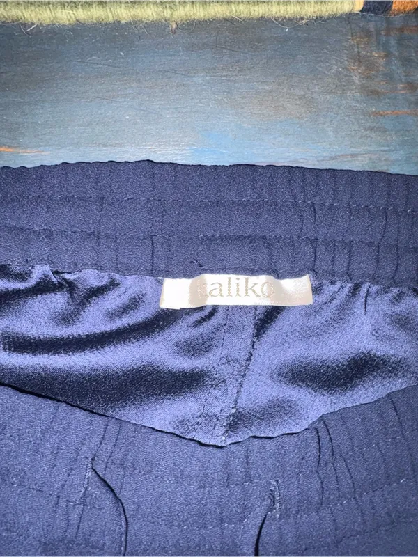 Plus Size Navy Drawstring Trousers Blue - Image 4
