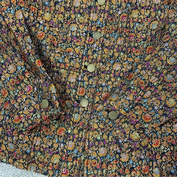 Coldwater Creek Tapestry Multicolor Brocade Jacquard Button Front Top Jacket M - Image 12