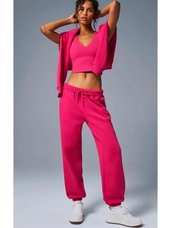 Alo Accolade Sweatpants Pink Summer Crush Hot High-Rise Waist Sweats Joggers S - Image 2