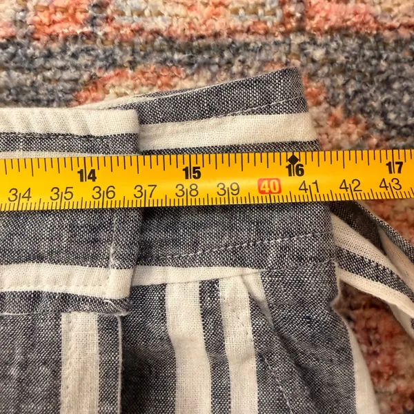 GAP Blue White Striped Linen Blend Wrap Midi Skirt Tie Waist Pockets Nautical - Image 5