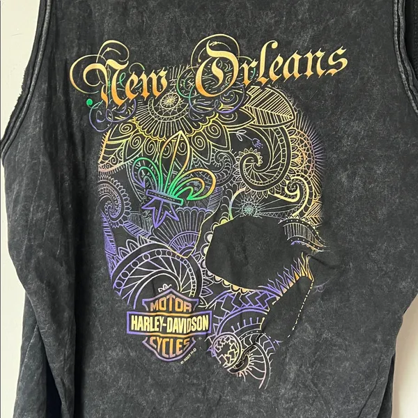 Bourbon Street Harley-Davidson Laced Women's Tank Top 100% Cotton Sz Lg - Image 4