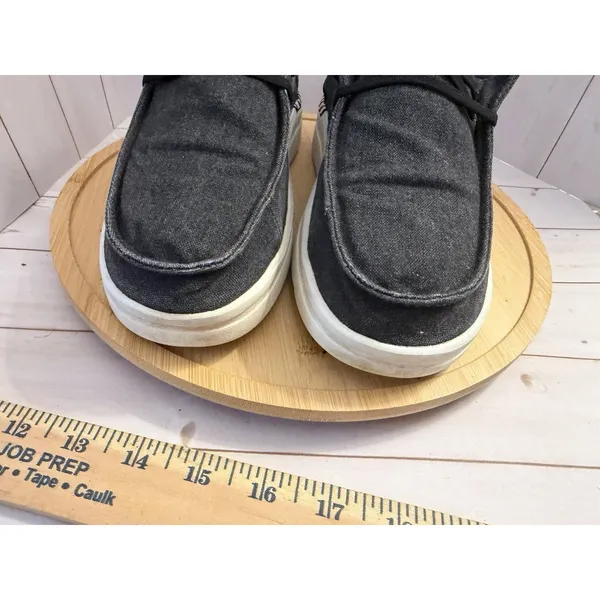 Hey Dude Wendy Rise Loafers Womens 7 Black Canvas Sparkle Platform Slip On - Image 3