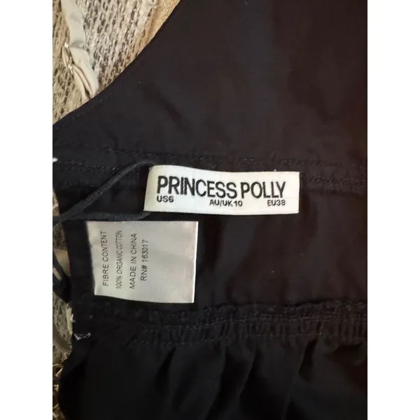 Princess Polly Black Organic Cotton Peplum Cami Top with Cream Trim US 6 - Image 7