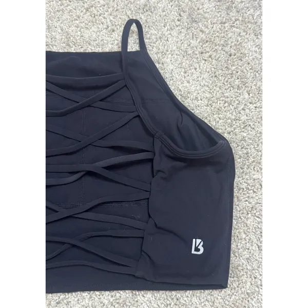 Buff Bunny Collection Ivy Crop Top Black Strappy Back Athletic Tank Size M - Image 8