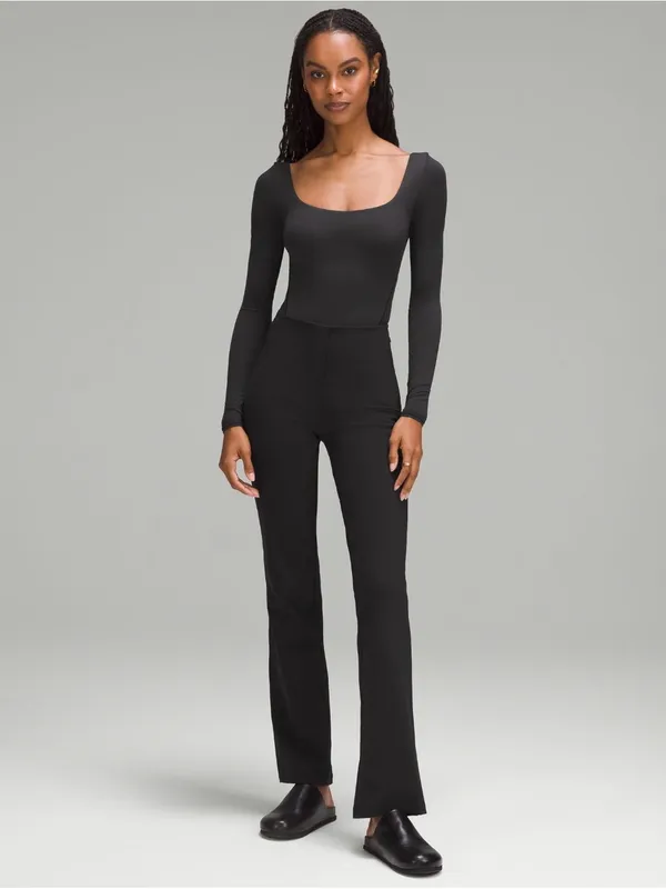 NWT Lululemon Black Wundermost Ultra-Soft Nulu Square-Neck Long-Sleeve Bodysuit - Image 2