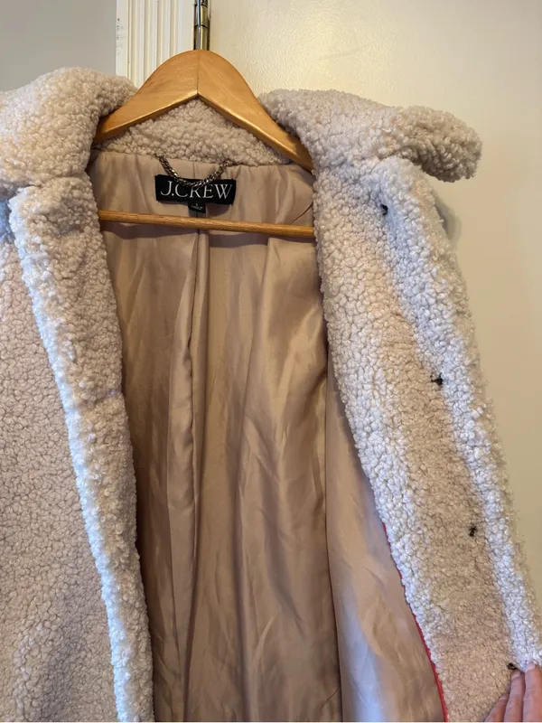 J.Crew Cream Teddy Lady Day Coat - Image 7