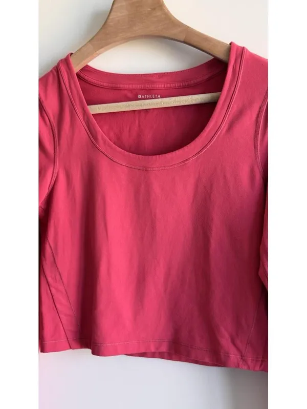 Athleta Shanti Top Dragonfruit Pink Long Sleeve Crop Top Size L - Image 7