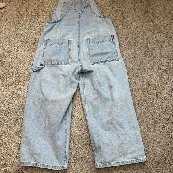 true 90s M vintage ETHYL Light wash denim overalls relaxed fit Cargo Workwear - Image 8