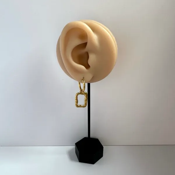 Geometric Square Dangle Drop Earrings for Women Gold - Image 4