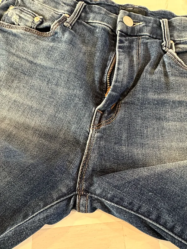 MOTHER Denim High-Waisted Looker Ankle Fray Furiously Happy Distressed Blue - Image 8