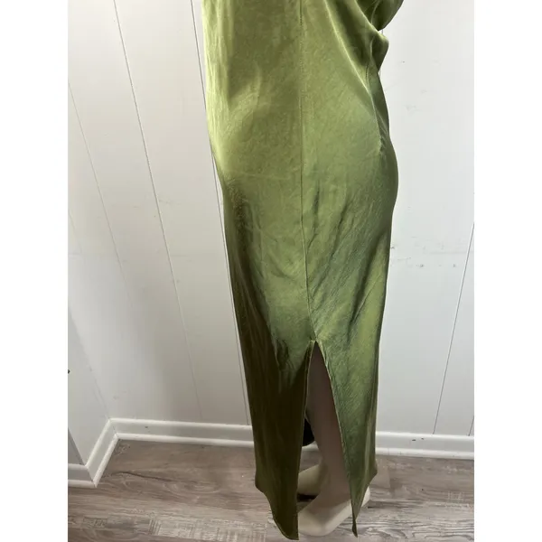 Princess Polly Alissa Green Slit satin strapless halter maxi dress in size 12 - Image 10
