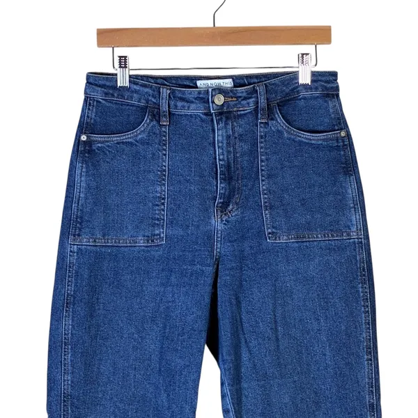 And Now This Mens Dark Wash High Waisted Carpenter Straight Leg Jeans 30 Blue - Image 2