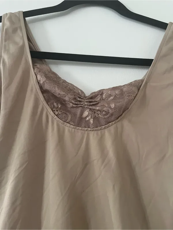Assets Spanx Lace Trim Tan Shaping Cami Tank Top Large Seamless Layering Nude - Image 2