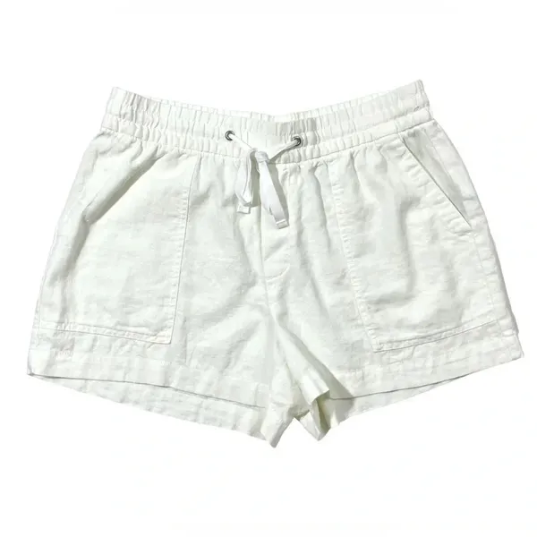GAP Linen Blend White Pull On Drawstring Shorts - Image 3