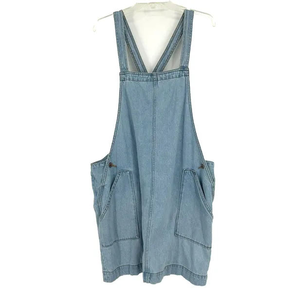 Universal Threads Denim Overall Dress Jumper Light Wash Pockets Sleeveless Sz XL - Image 2