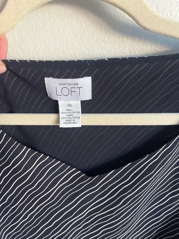 Ann Taylor Loft Diagonal Striped Sleeveless Sheath Dress - Image 3