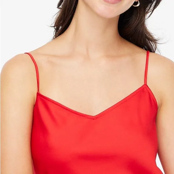 NWT J Crew Candy Apple Red satin camisole - 2 small pinch marks from hanger - Image 2
