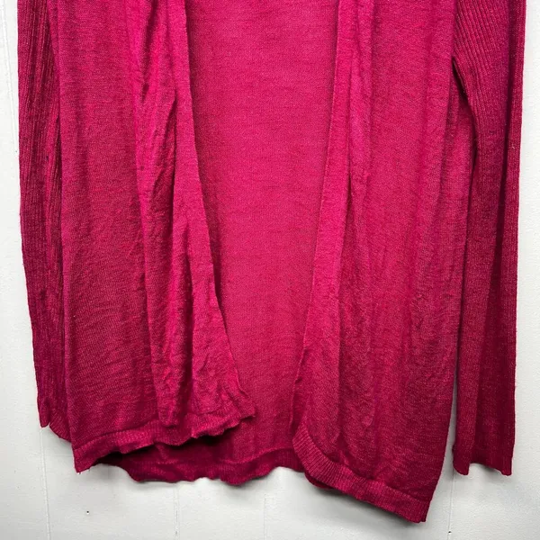 LOFT Silk Ramie Blend Long Sleeve Open Front Women's Pink Cardigan Size Medium - Image 5
