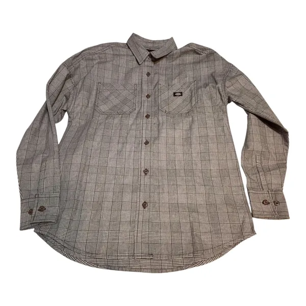 Dickies Brown Plaid Button Front Work Shirt Jacket XS - Image 4