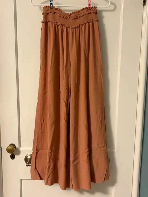 Bila 77 pull on wide leg pants size medium elastic waist boho comfy relaxation - Image 2