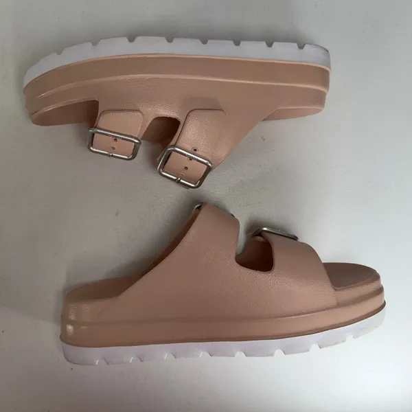 MIA 8 Slide Sandals Platform Double Buckle Blush Pink Chunky Lug Sole Summer - Image 2