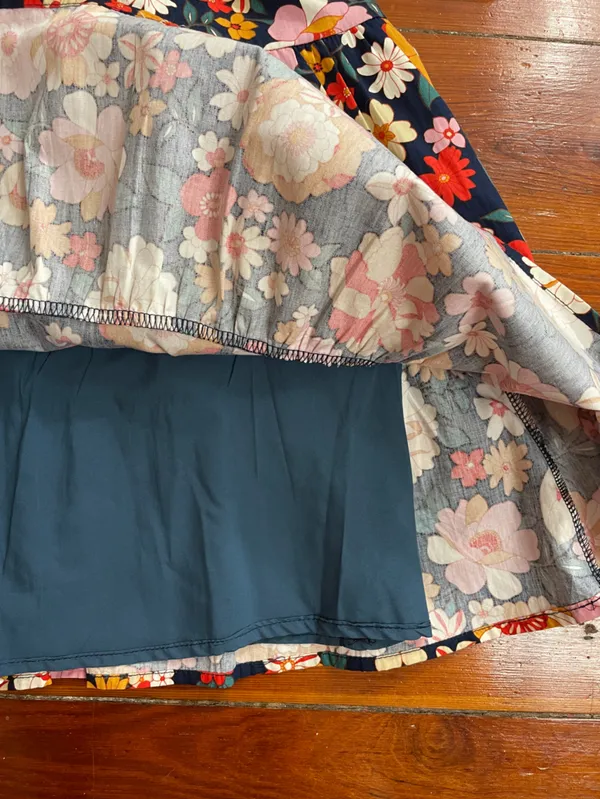 KARLIE Floral Poplin Cotton Tiered Tie Back Smocked Puff Sleeve Dress Sz S 💚🎀 - Image 9