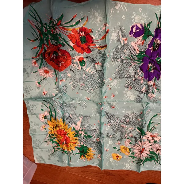 Vintage Floral Print Scarf Lightweight Accessories Fashion‎ Women Made in Japan - Image 2