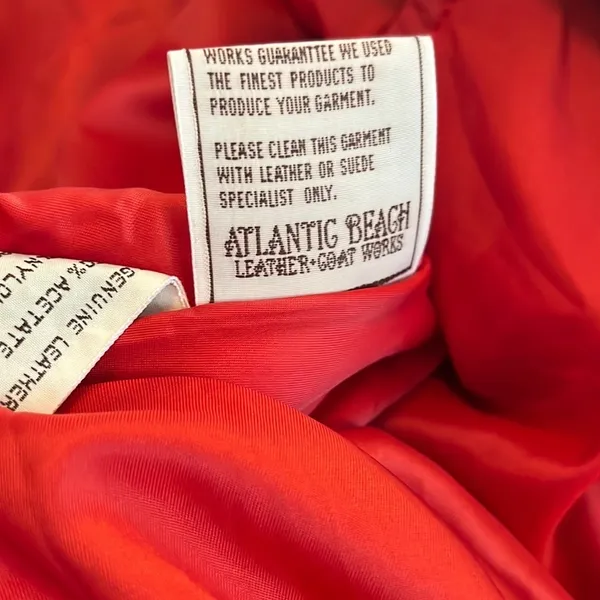 Oversized Vintage Leather Jacket Red Size M - Image 5