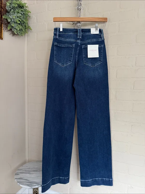 Lovervet Wide Leg Dark Wash high rise Jeans denim new 25 - Image 3