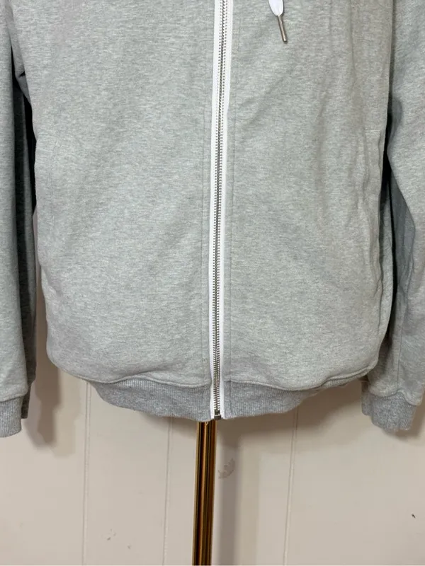 P’Tula Heather Gray Full Zip Athletic Hoodie XS Logo Zip Up Sweatshirt - Image 3