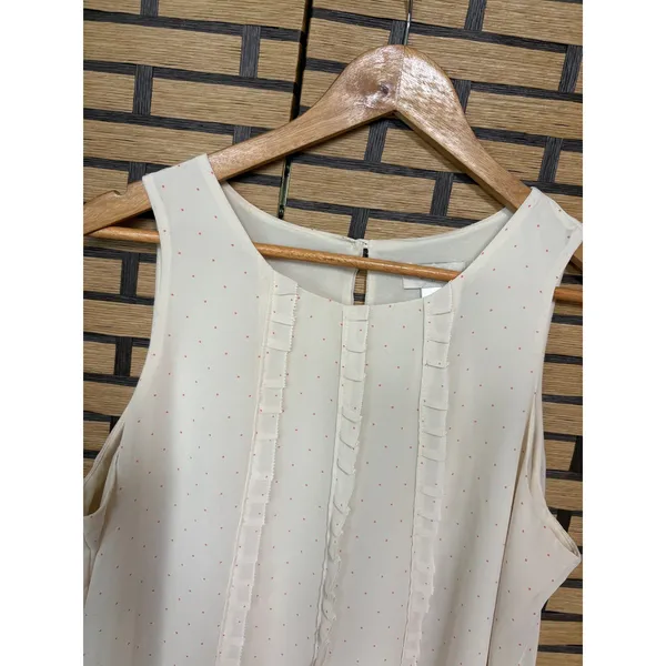 Loft‎ Tan Polka Dot Tank Top Size Large - Image 3